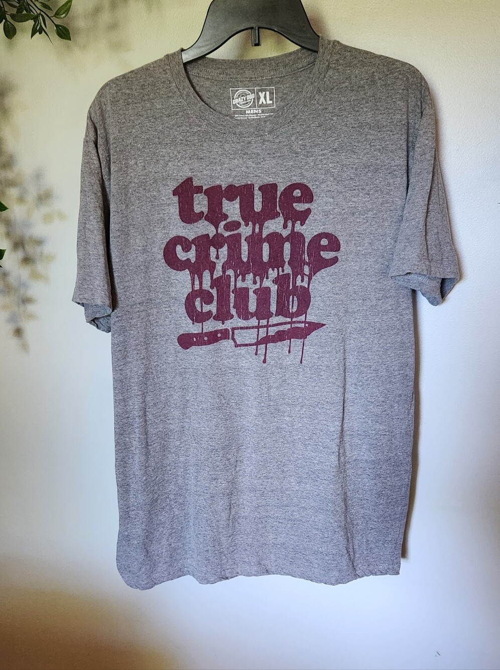 Crazy Dog T-Shirts True Crime Club Tee - Gray with Maroon Print